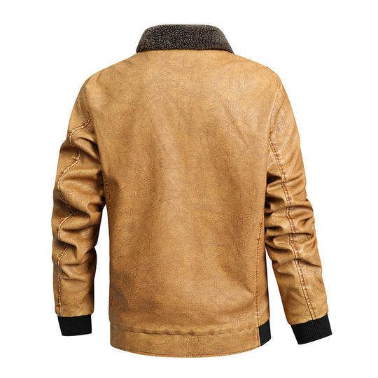 Herren Gefütterte Kunstleder-Fliegerjacke mit Teddyfutter und Rippenbündchen Shop Nory