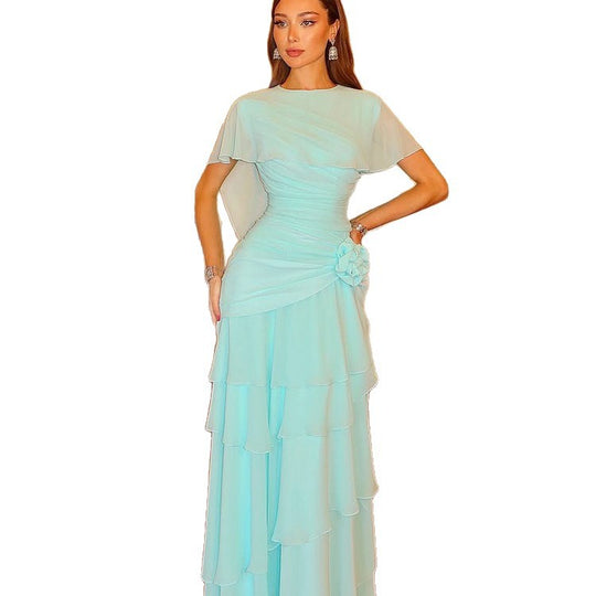 Damen Fließendes Stufenvolant-Abendkleid mit taillierter Drapierung Shop Nory
