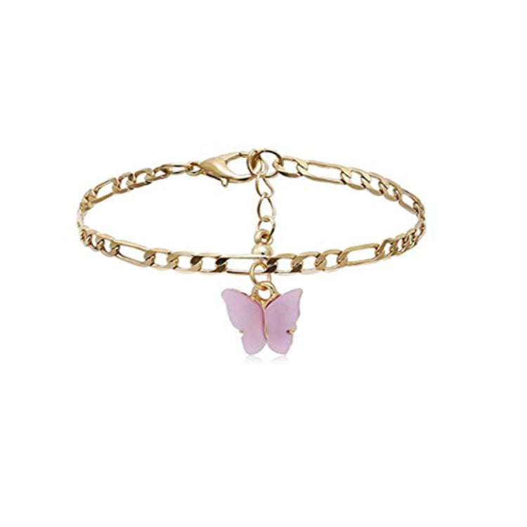 Damen Armband mit zartem Schmetterlingsanhänger in glänzender Gliederkette Shop Nory