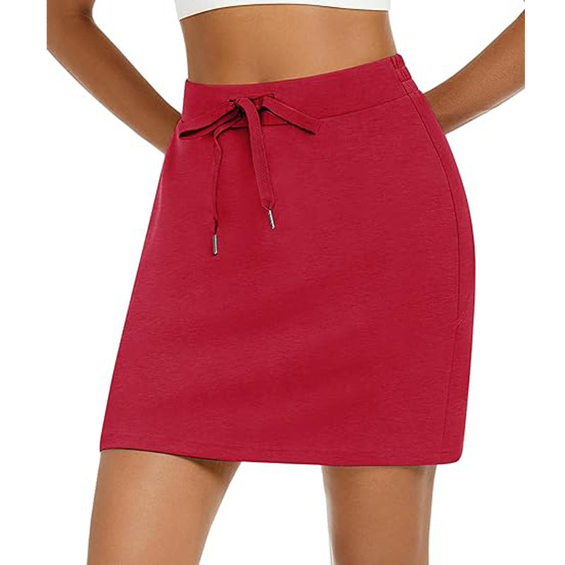 Damen Sportlicher Minirock mit Verstellbarem Kordelzug und Seitlichen Taschen