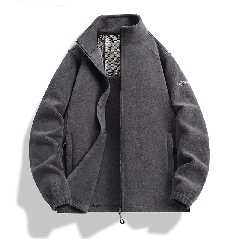Herren Fleecejacke mit Stehkragen, Windabweisender Microfleece und Reißverschlusstaschen Shop Nory