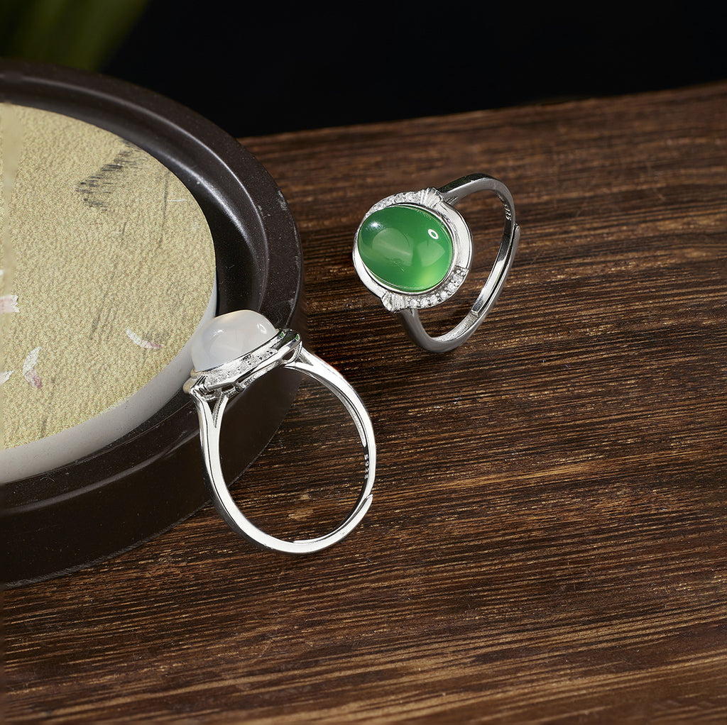 Damen eleganter Ring mit hochwertigem Mondstein und funkelnden Zirkonia Shop Nory