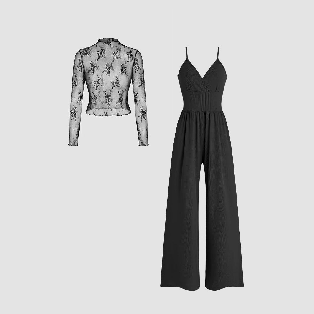 Damen elegantes und figurbetontes Jumpsuit-Set