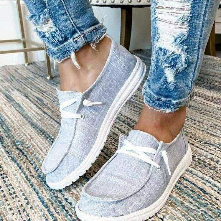 Damen Freizeit-Slip-On Schuhe mit elastischen Schnürdetails und rutschfester Sohle