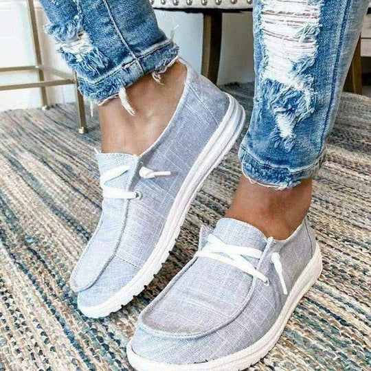 Damen Freizeit-Slip-On Schuhe mit elastischen Schnürdetails und rutschfester Sohle