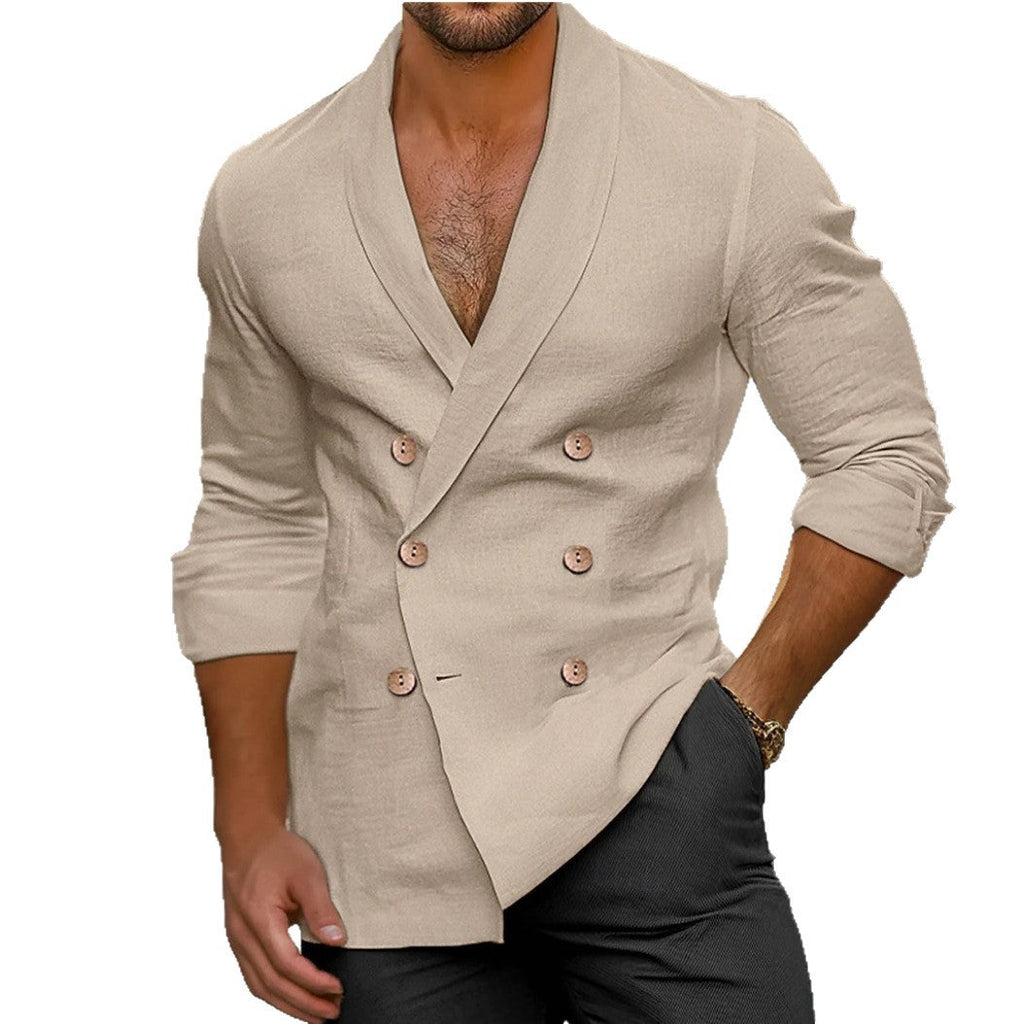 Herren eleganter Leinenblazer mit modernem Schnitt und doppelter Knopfleiste