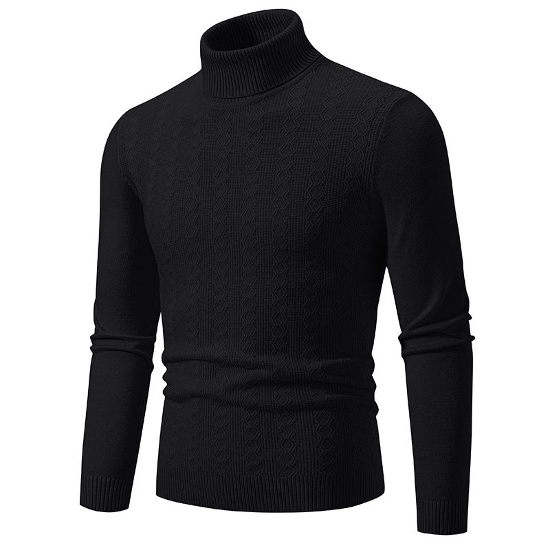 Herren Feiner Rollkragenpullover aus Feinstrick mit Zopfmuster und schmaler Silhouette Shop Nory