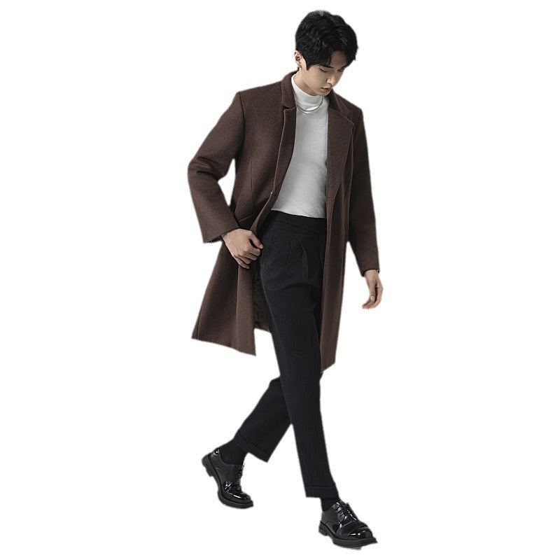 Herren Eleganter Longline-Wollmantel mit minimalistischem Revers und taillierter Silhouette Shop Nory