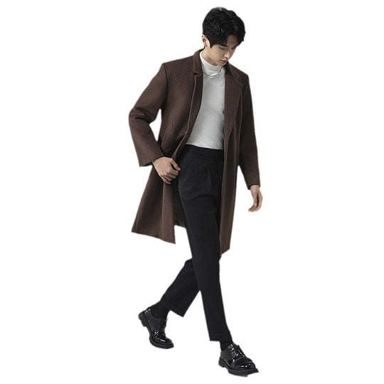 Herren Eleganter Longline-Wollmantel mit minimalistischem Revers und taillierter Silhouette Shop Nory