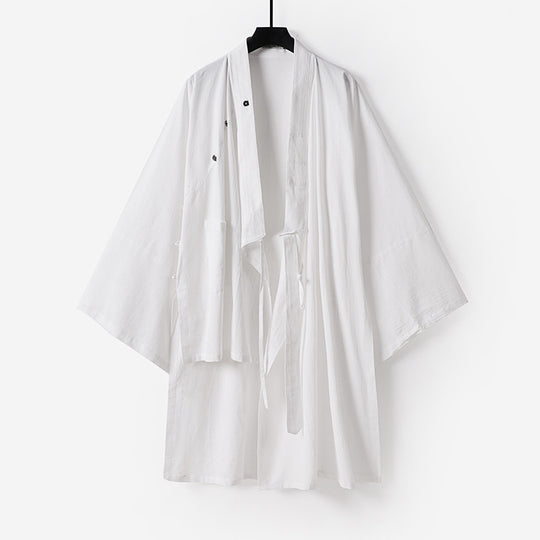 Unisex Oversize-Kimono-Mantel aus Baumwollmix mit weitem Schnitt und Bindegürtel Shop Nory