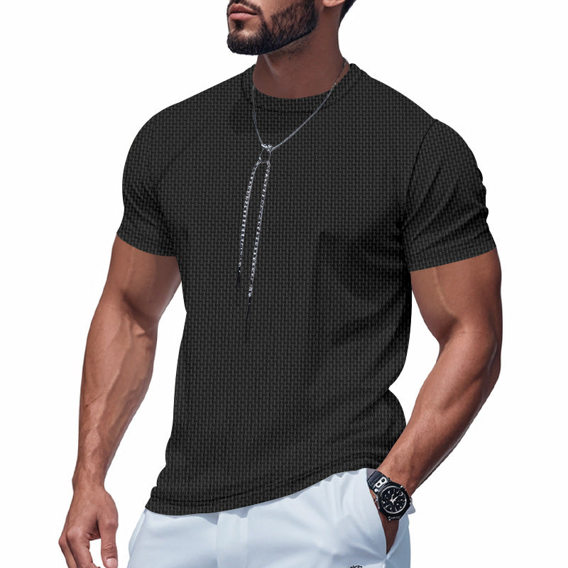 Herren Kurzarm T-Shirt mit strukturiertem Design und atmungsaktiver Baumwolle