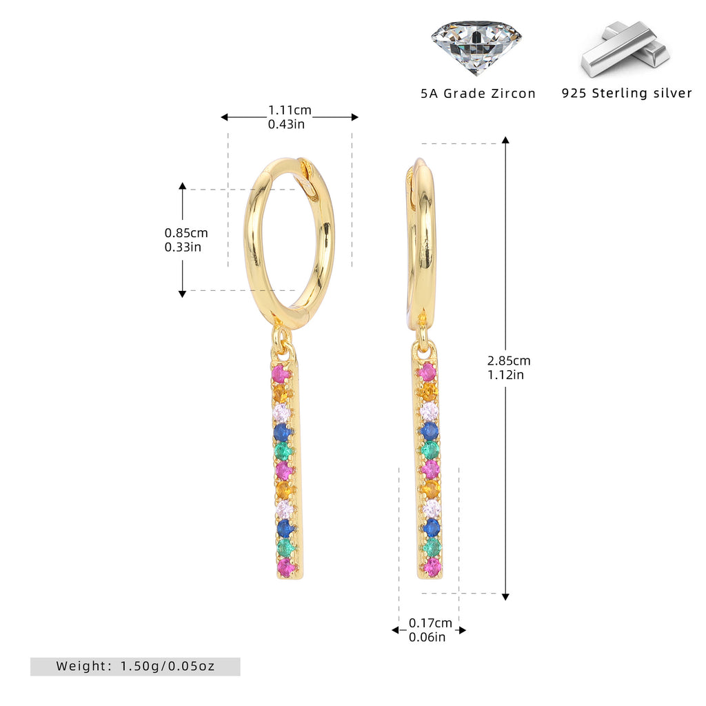 Damen Ohrhänger mit bunten Zirkonia und modernem Design Shop Nory