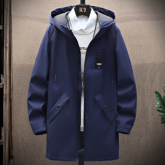 Herren urbaner Midlength Tech-Parka mit Kapuze, verdecktem Reißverschluss und winddichter Beschichtung Shop Nory