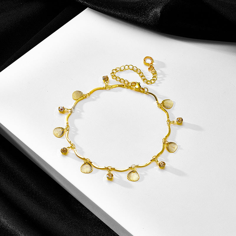 Damen filigranes Armband mit Muschel- und Strasselementen Shop Nory