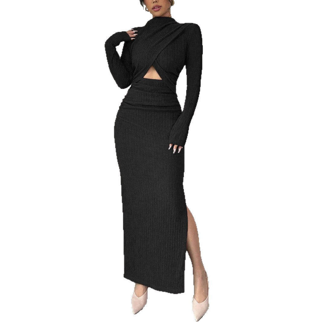 Damen Midikleid mit Cut-Outs Rippstruktur und seitlichem Schlitz Shop Nory
