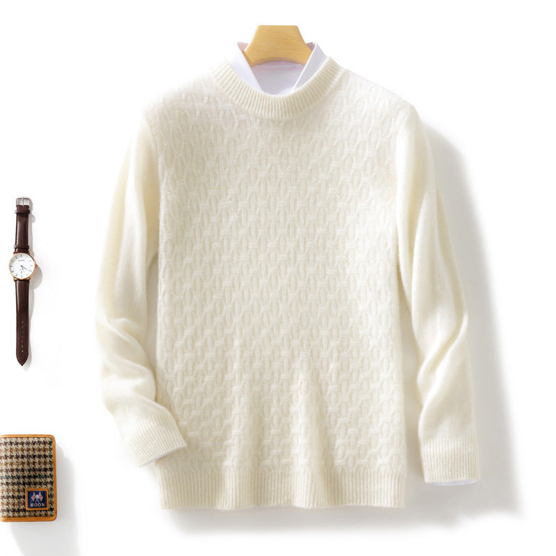 Damen Strukturierter Mockneck-Pullover im Kaschmir‑Look mit geometrischer Wabenstruktur Shop Nory