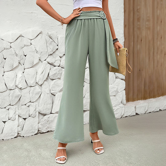Damen Hochtaillierte Palazzo-Hose mit Drapierter Bundkante und D-Ring-Bindegürtel Shop Nory