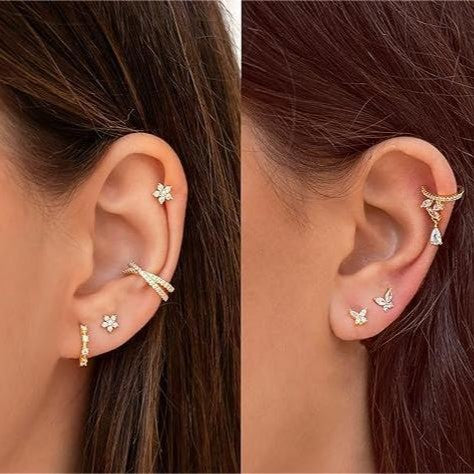 Damen Ohrstecker-Set mit funkelnden Kristallen und aufwendig gestaltetem Design Shop Nory
