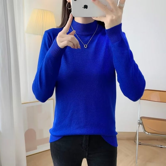 Damen Feiner Langarm-Feinstrickpullover mit schmalem Stehkragen und gerippten Bündchen Shop Nory
