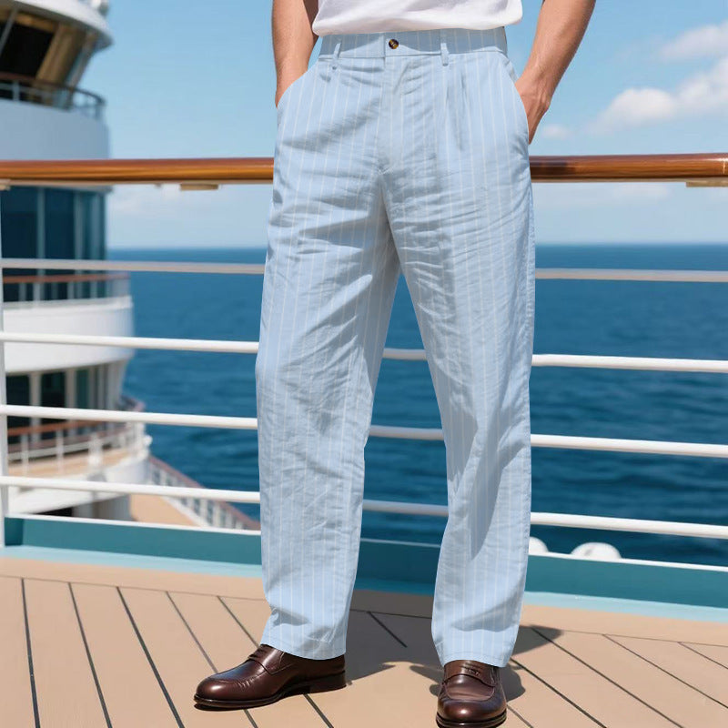 Herren elegante Anzughose mit schmalen Nadelstreifen