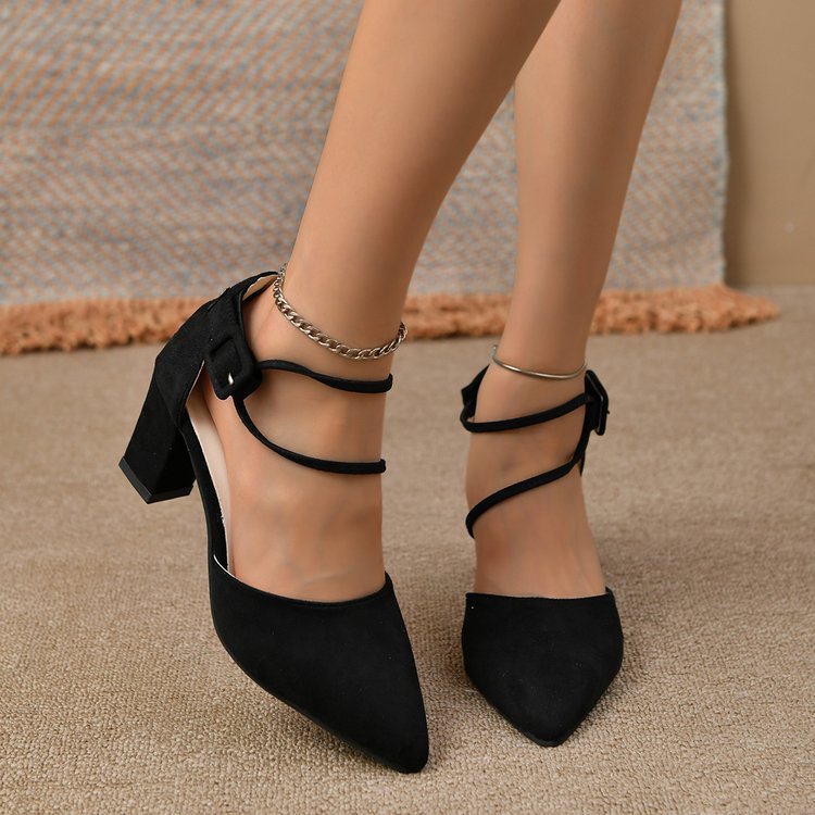 Damen elegante Sling-Pumps mit modischem Schnallenakzent und komfortablem Blockabsatz