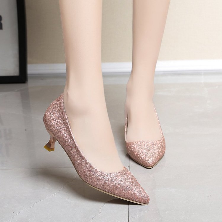 Damen schimmernde Pumps mit elegantem Blockabsatz