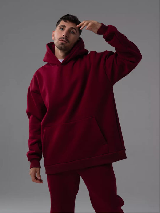 Herren nan schwerer Fleece-Boxy-Hoodie mit tiefem Schulterfall verstärkter Kapuze und Kängurutasche Shop Nory