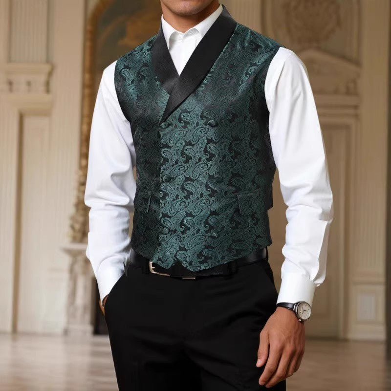 Herren Satin-Paisley-Weste mit Schalkragen und tailliertem Smoking-Look Shop Nory
