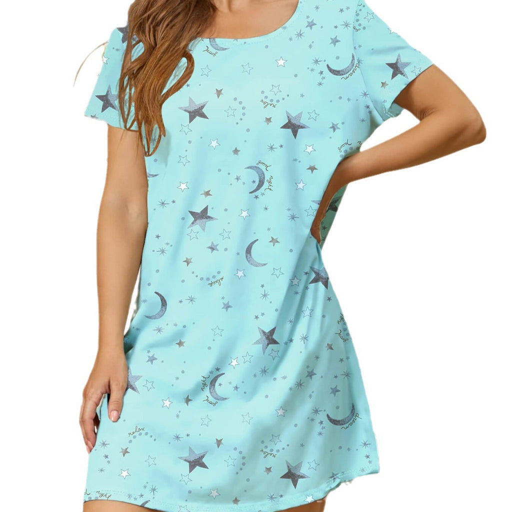 Damen lässiges Nachtkleid mit buntem Schmetterlingsmuster