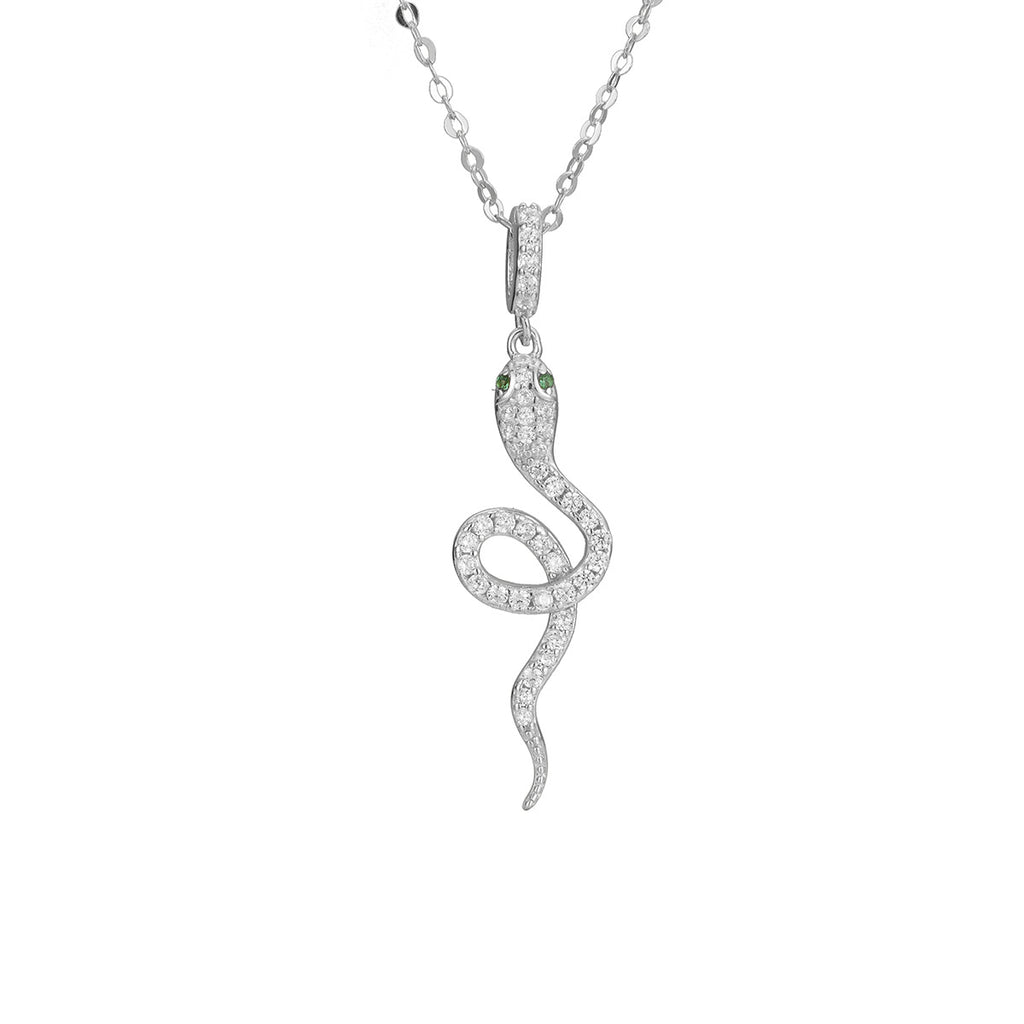 Damen Halskette mit elegantem Schlangen-Anhänger und funkelnden Zirkonia Shop Nory