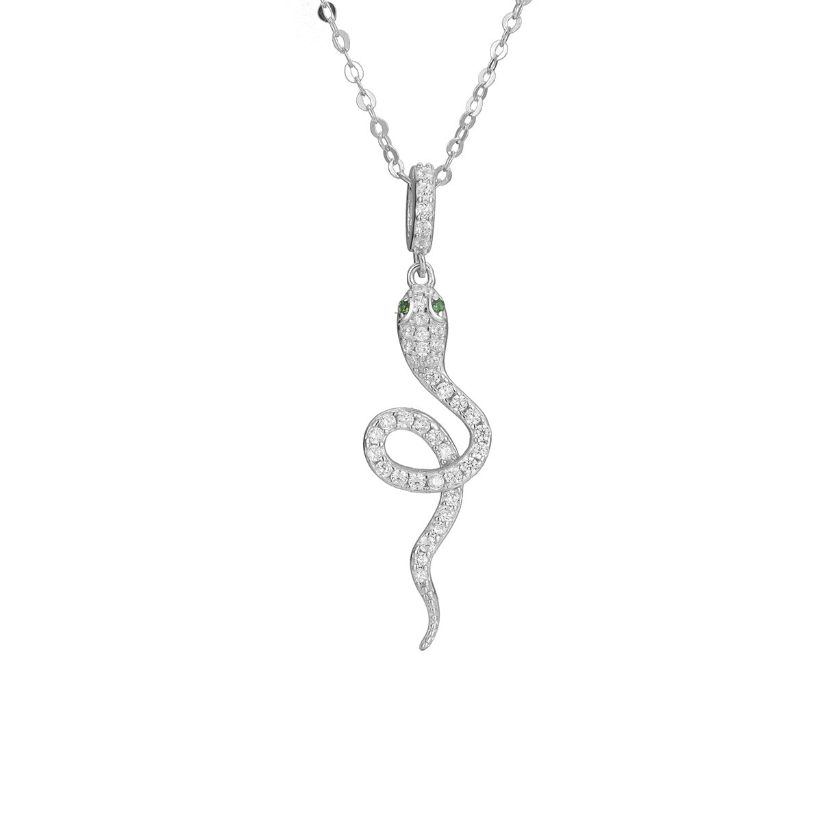 Damen Halskette mit elegantem Schlangen-Anhänger und funkelnden Zirkonia Shop Nory