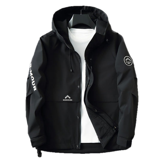Herren Softshell-Parka mit Kapuze, winddichter und wasserabweisender Membran sowie Logo-Applikationen Shop Nory