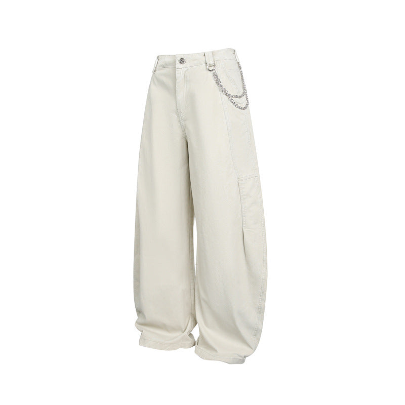 Damen Weite Balloon-Hose mit hoher Taille, Kettendetail und Cargo-Elementen Shop Nory