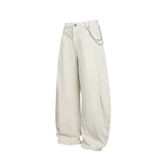 Damen Weite Balloon-Hose mit hoher Taille, Kettendetail und Cargo-Elementen Shop Nory