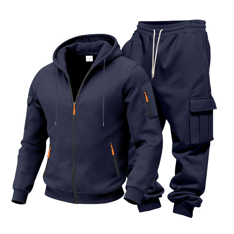 Herren Funktionales Cargo-Sweatset mit Kapuzenjacke und Mehrfachtaschen-Jogger Shop Nory
