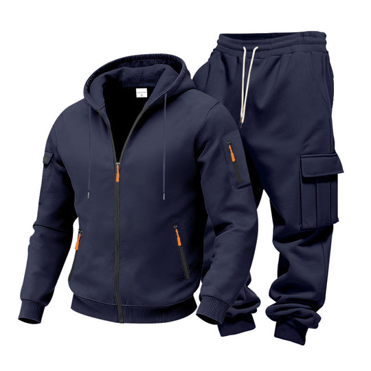 Herren Funktionales Cargo-Sweatset mit Kapuzenjacke und Mehrfachtaschen-Jogger Shop Nory
