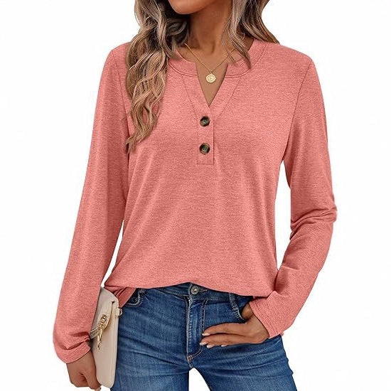 Damen Langarmshirt mit Knopfdetails