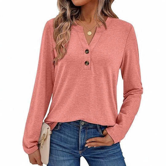 Damen Langarmshirt mit Knopfdetails