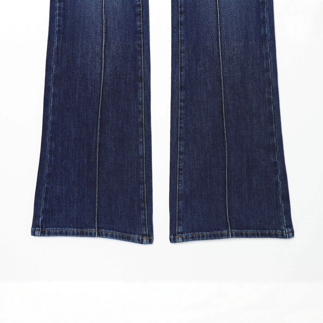 Damen weite Highwaist-Jeanshose mit aufgesetzten Taschen und Bügelfalte Shop Nory