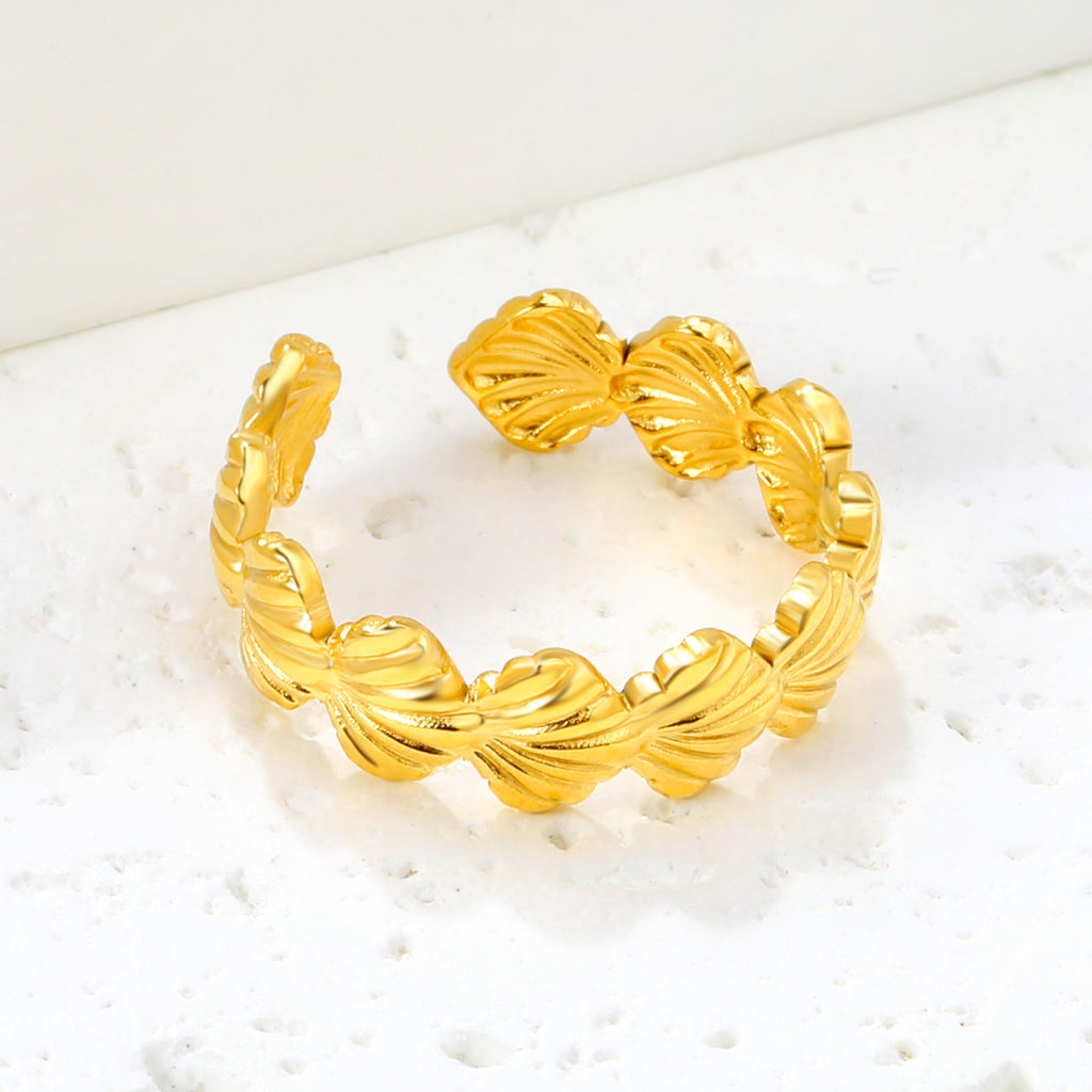 Damen offener Ring mit kunstvollem Muschel-Design und verstellbarem Format Shop Nory