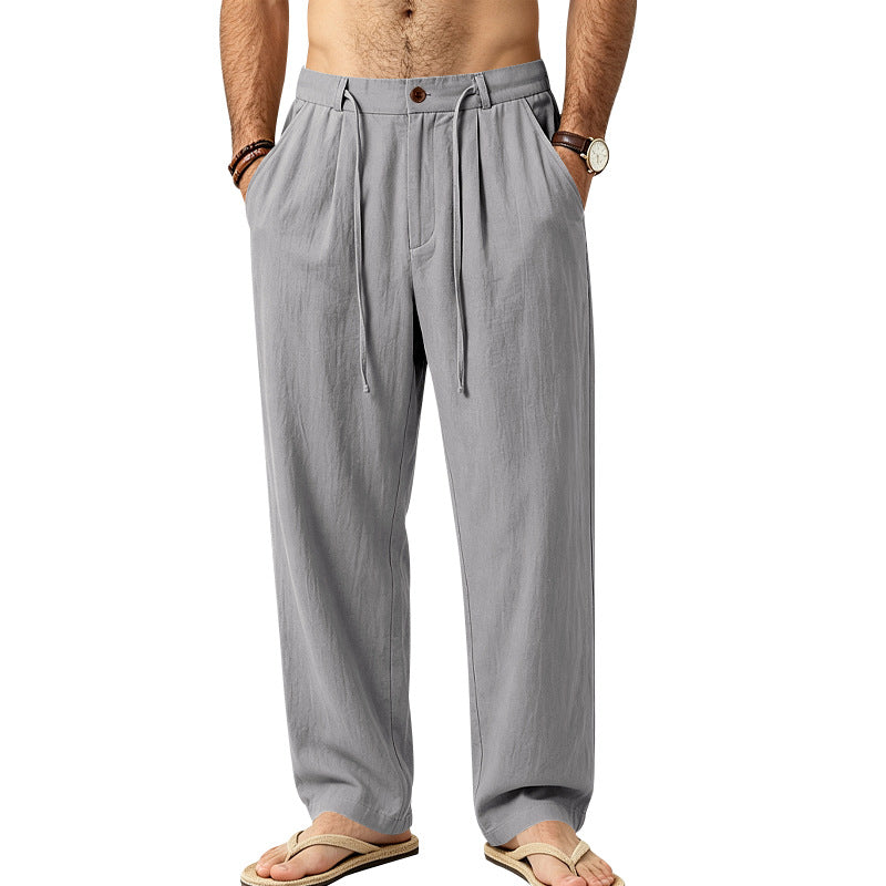 Herren Lässige Loungehose aus Leinenmischung mit Bundfalten und verdecktem Kordelzug Shop Nory