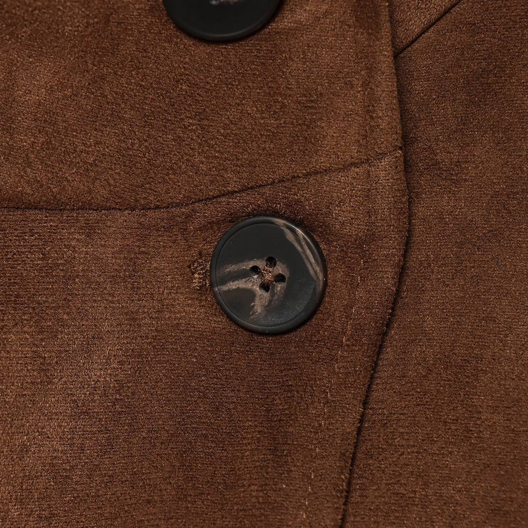 Damen Boxy-Shortjacke aus Velourslederoptik mit hohem Stehkragen Shop Nory