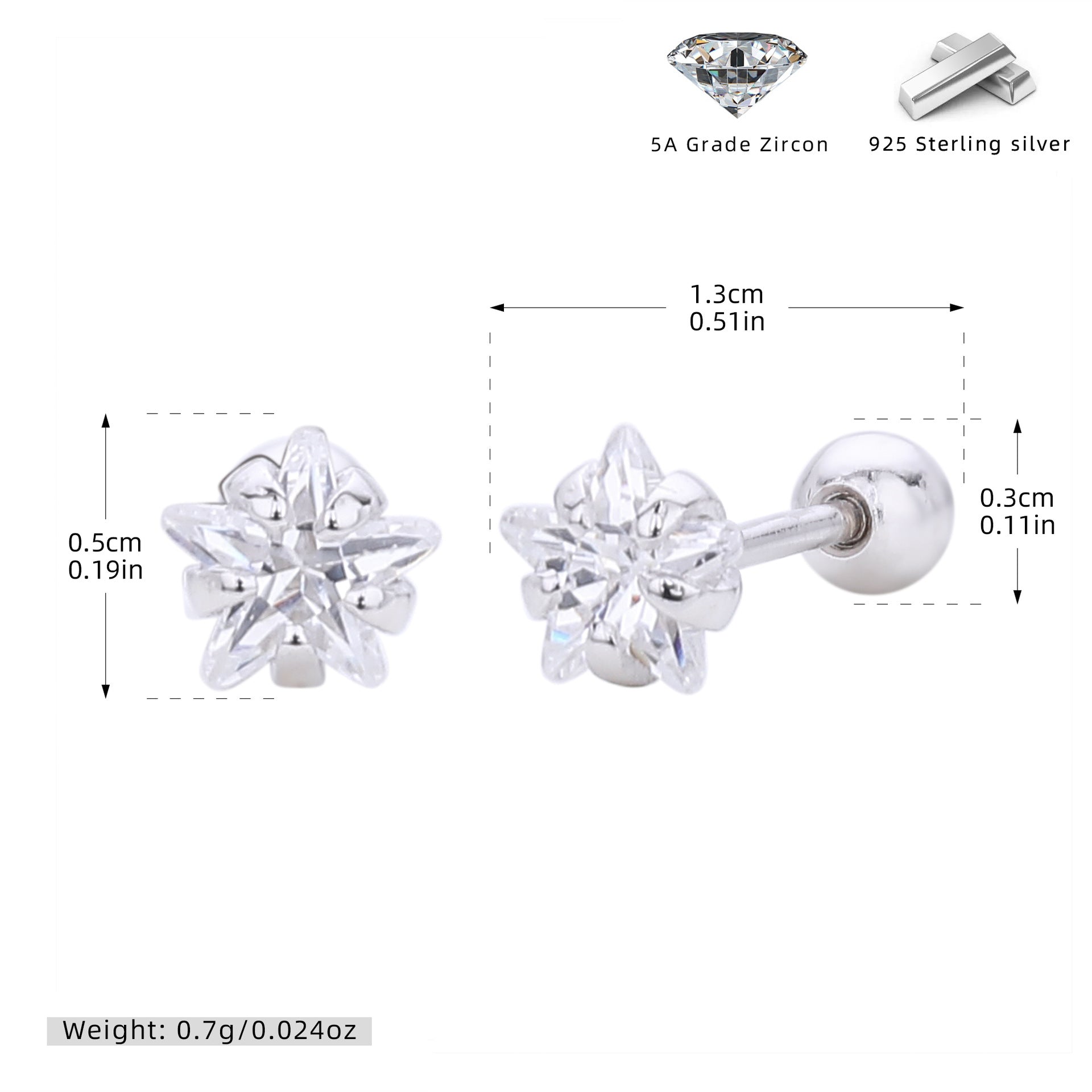 Damen Ohrstecker mit funkelndem Zirkon und hochwertiger 925er Sterling Silberfassung Shop Nory