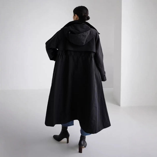 Damen Oversize-Mantel im Maxi-Look mit Kapuze und Cape‑Passe Shop Nory