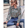 Damen Bluse mit floralem Muster und Puffärmeln Shopnory