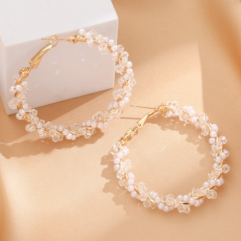 Damen Creolen mit luxuriösen Perlenakzenten und elegantem, gedrehtem Design Shop Nory