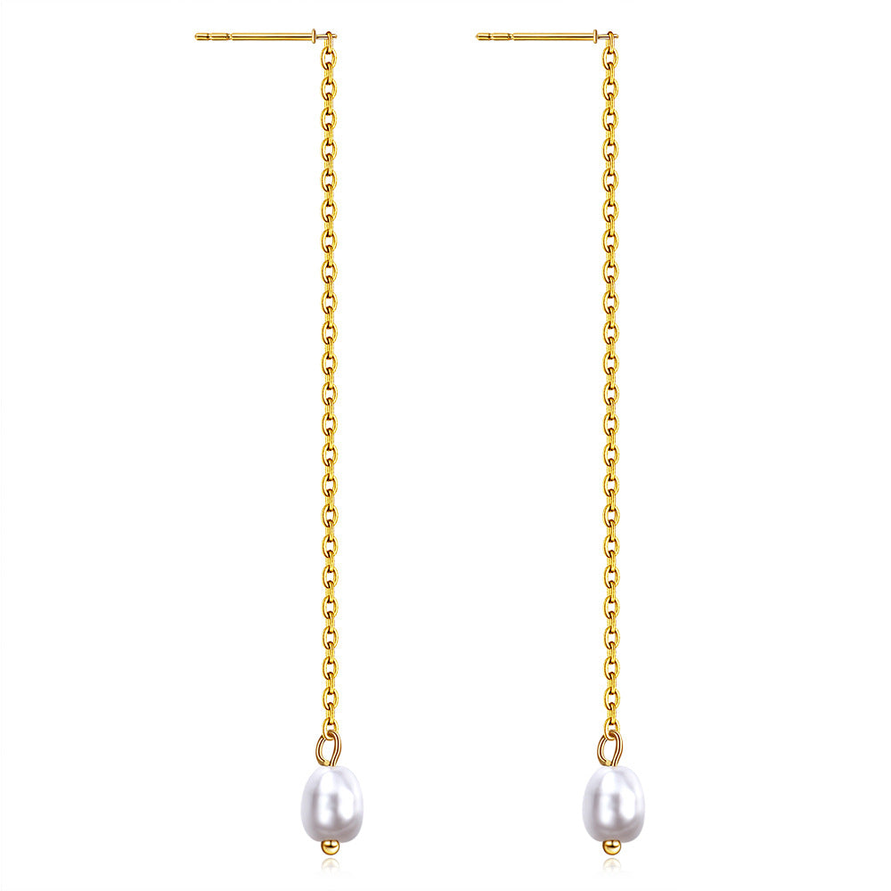 Damen Ohrhänger mit eleganten Süßwasserperlen und filigranem Gliederdesign Shop Nory