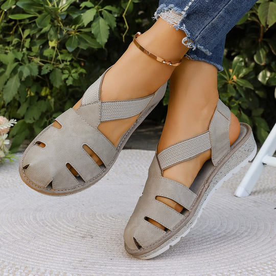 Damen Atmungsaktive Freizeitsandalen mit elastischen Riemen und ergonomischem Fußbett Shopnory