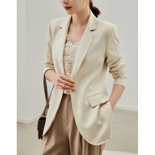 Damen taillierter leichter Ein-Knopf-Blazer mit Pattentaschen Shop Nory