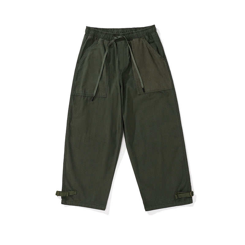 Herren weite Cropped Cargo‑Hose mit elastischem Tunnelzugbund, aufgesetzten Taschen und verstellbaren Knöchelriemen Shop Nory